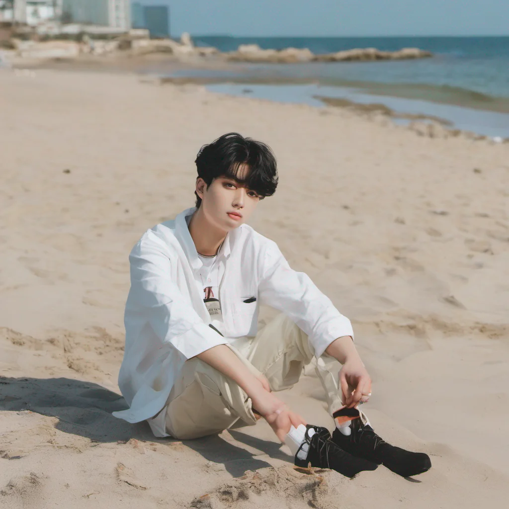 aienhypen sunoo sitting on the beach good looking trending fantastic 1