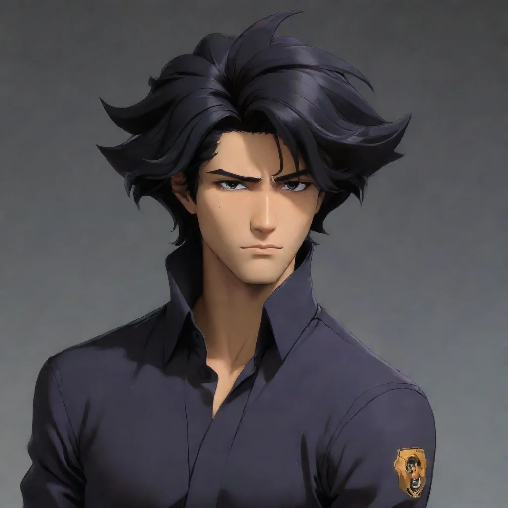 aiepic cowboy bebop style guy boofy hair black hair