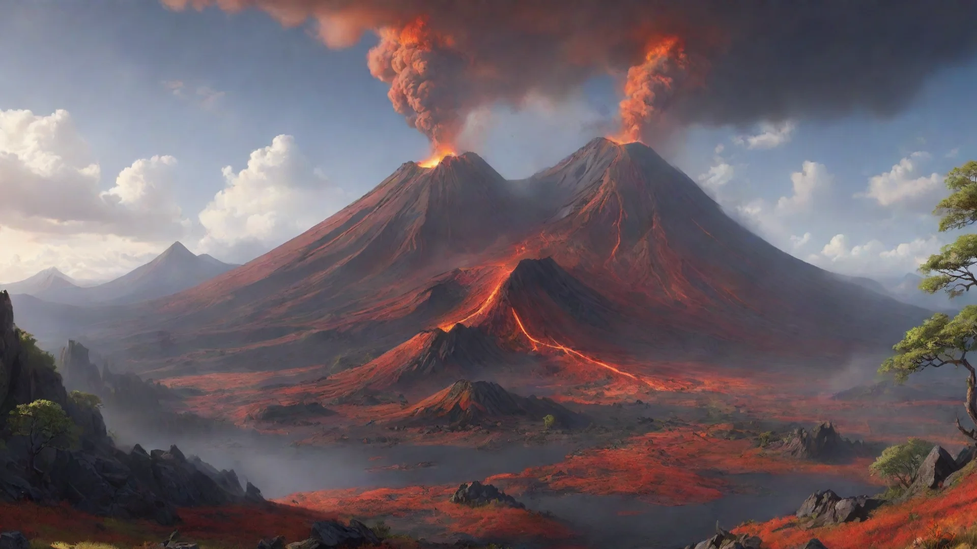 aiepic peacefulness tranquil volcano environment hd beauty artstation best  wide