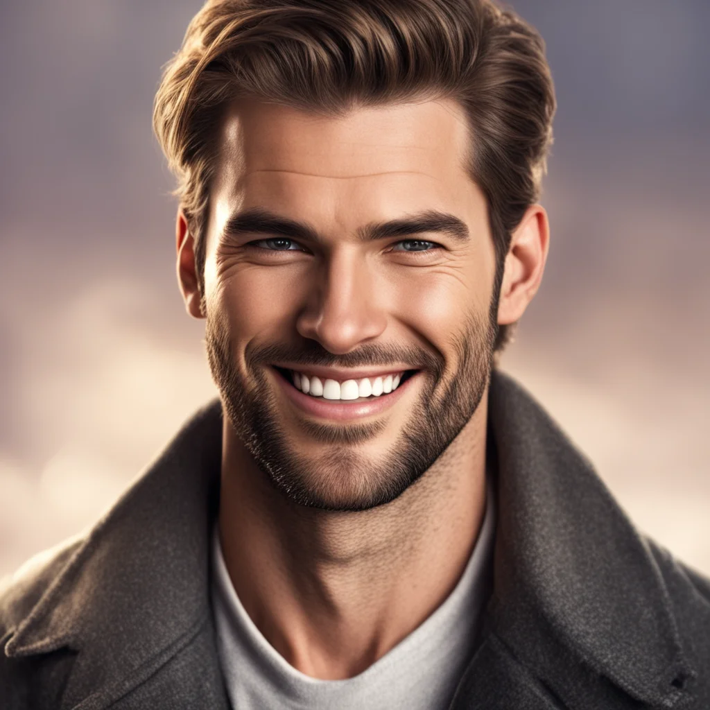 aiepic romance novel kind man strong smile realistic handsome  good looking trending fantastic 1
