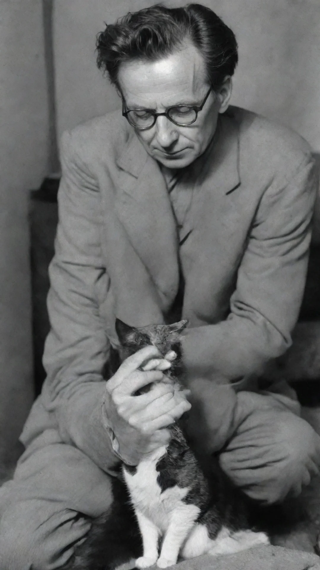 aierwin schrodinger  petting a cat tall