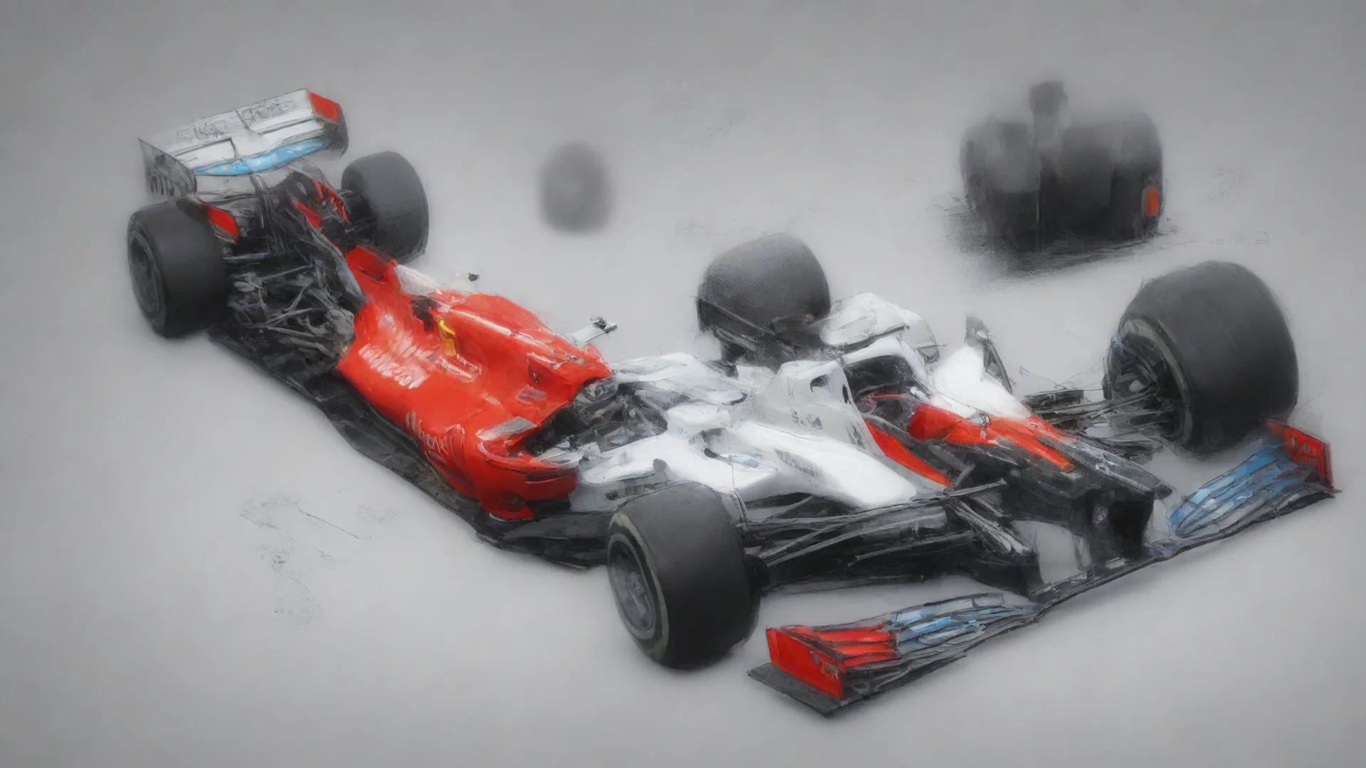 exploded view drawing of  formula one rear wing from 2021 wide