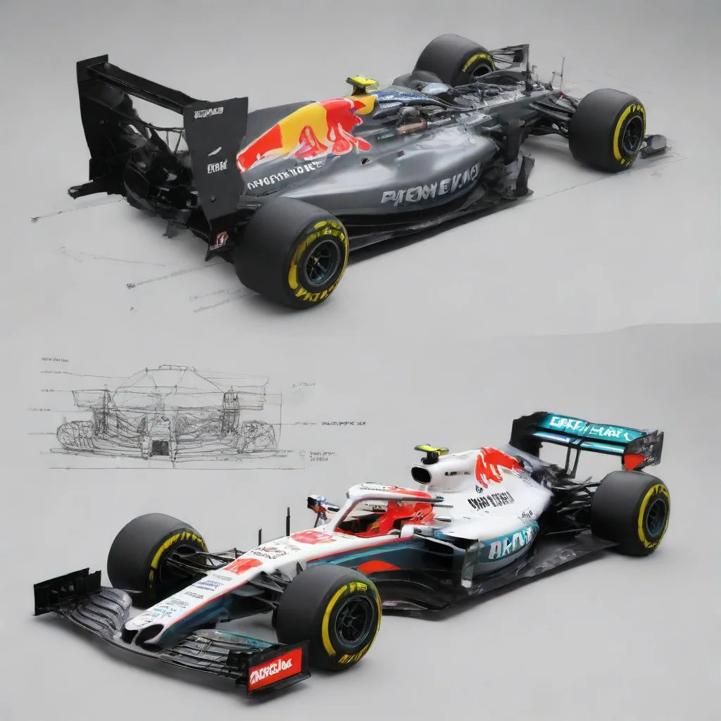 exploded view drawing of  formula one rear wing from 2021