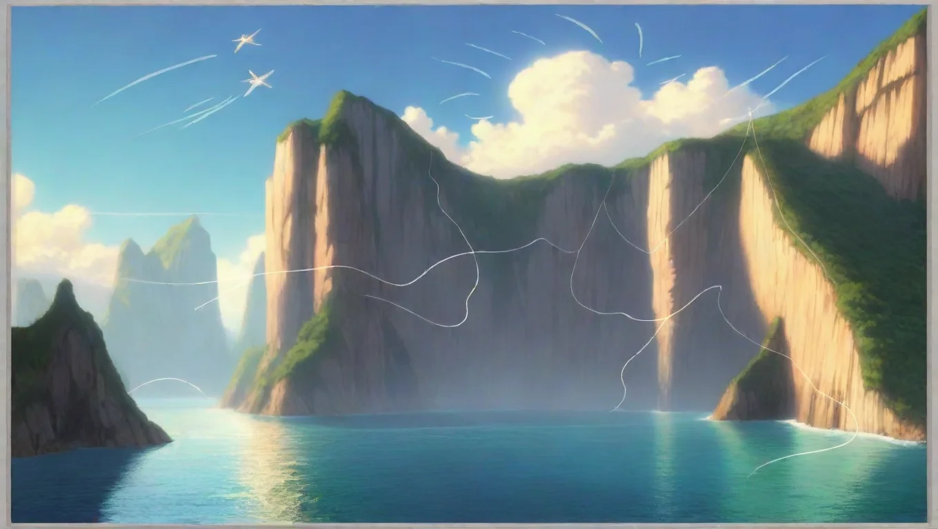 aifancy bay with water clouds and beautiful environment art cliffs sun ni sky anime style cartoonish 9789b43