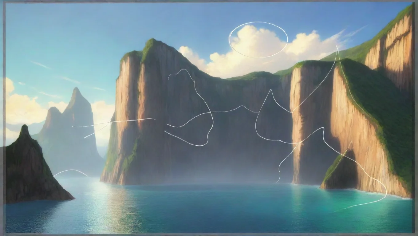 aifancy bay with water clouds and beautiful environment art cliffs sun ni sky anime style f8a794d