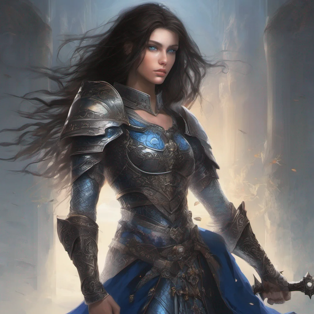 aifantasy art beauty grace beard god short dark hair armor sword blue eyes