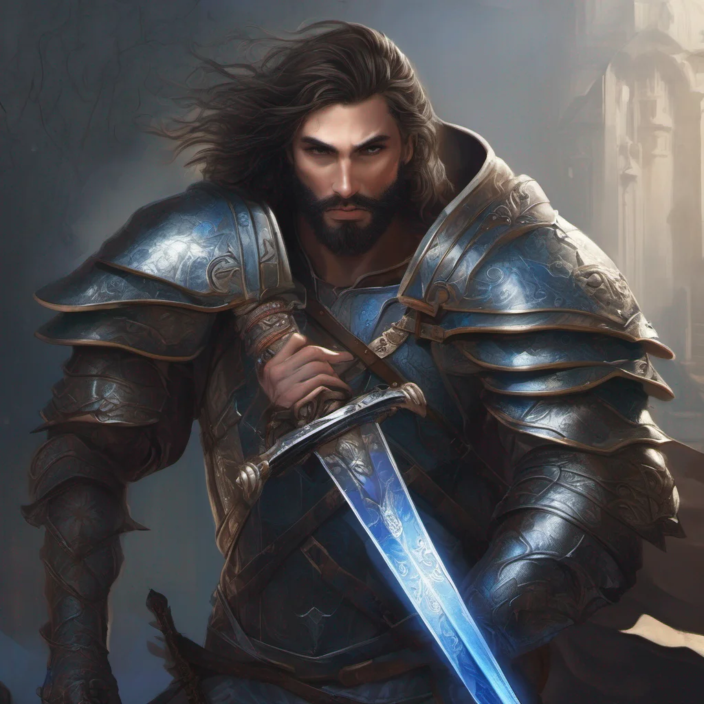 fantasy art beauty grace beard man god short dark hair armor sword blue eyes amazing awesome portrait 2