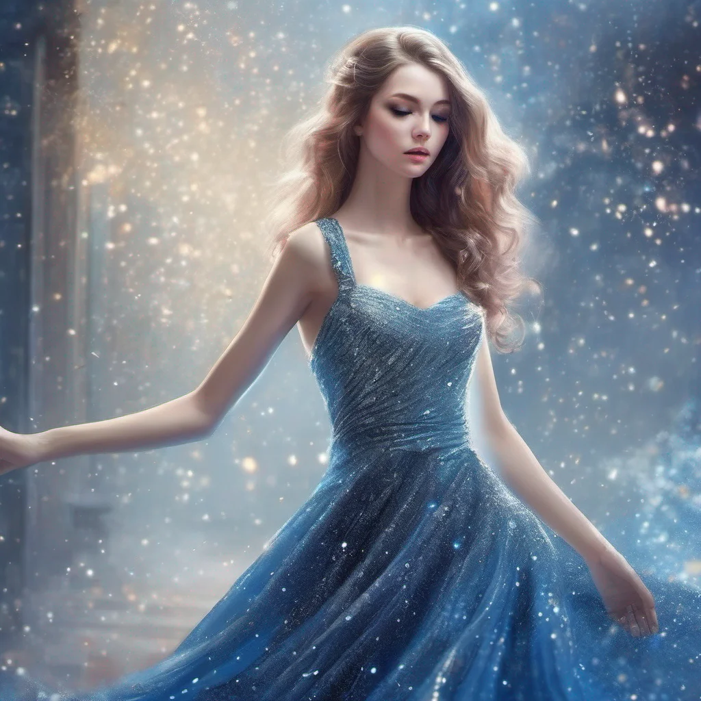 aifantasy art beauty grace sparkle glitter shimmer blue dress