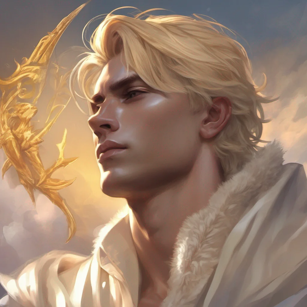 aifantasy art blonde man short hair god sun king beauty grace confident engaging wow artstation art 3