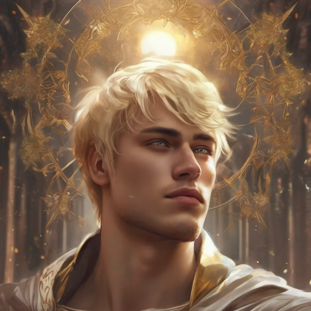 aifantasy art blonde man short hair god sun king beauty grace good looking trending fantastic 1