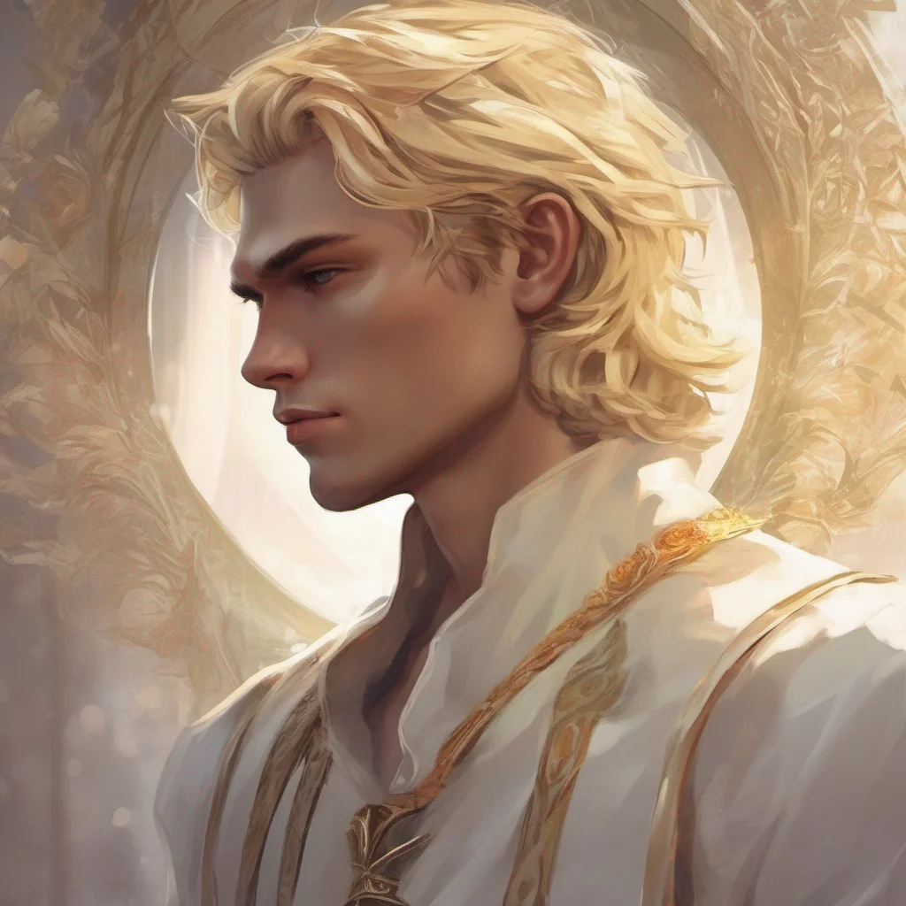 aifantasy art blonde man short hair god sun king beauty grace