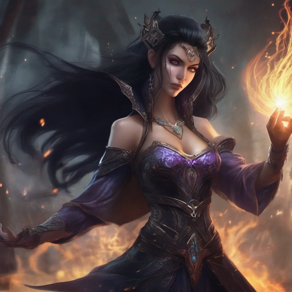 aifantasy art dark hair evil princess mage magic soceress spell amazing awesome portrait 2