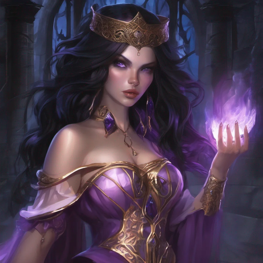 aifantasy art dark hair seductive evil princess mage magic soceress night  amazing awesome portrait 2