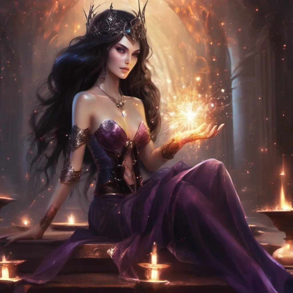 aifantasy art dark hair seductive evil princess mage magic soceress sparkle amazing awesome portrait 2