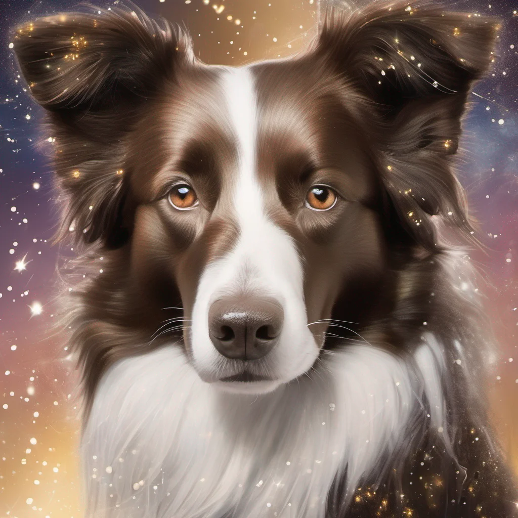 aifantasy art dog border collie brown and white magical sparkle glitter confident engaging wow artstation art 3