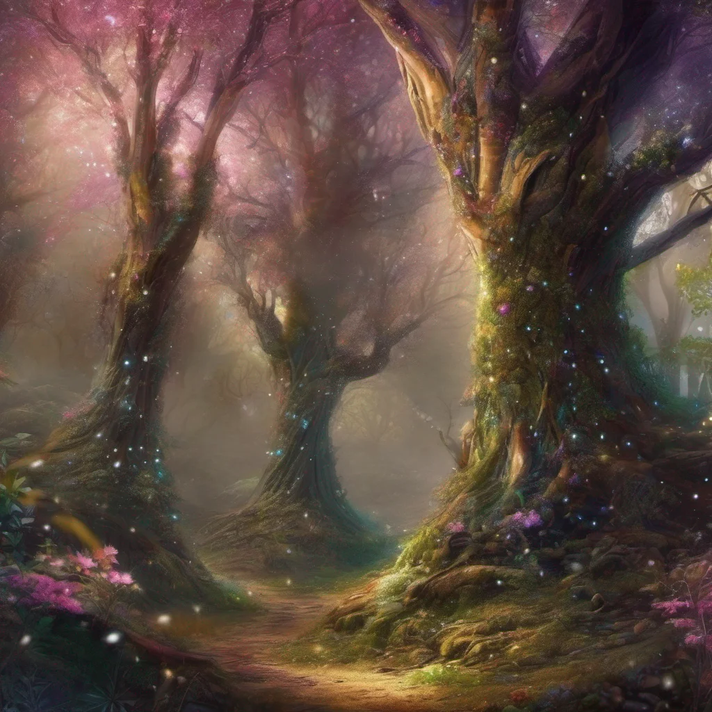 aifantasy art forest trees glitter sparkle crystals confident engaging wow artstation art 3