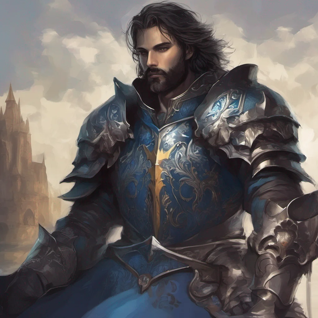 aifantasy art knight king dark hair blue eyes short hair beard good looking trending fantastic 1