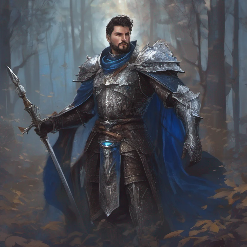 aifantasy art knight king dark hair blue eyes short hair beard