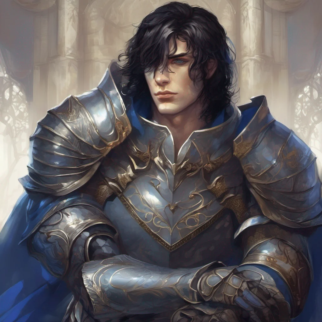 fantasy art knight king dark hair blue eyes short hair confident engaging wow artstation art 3