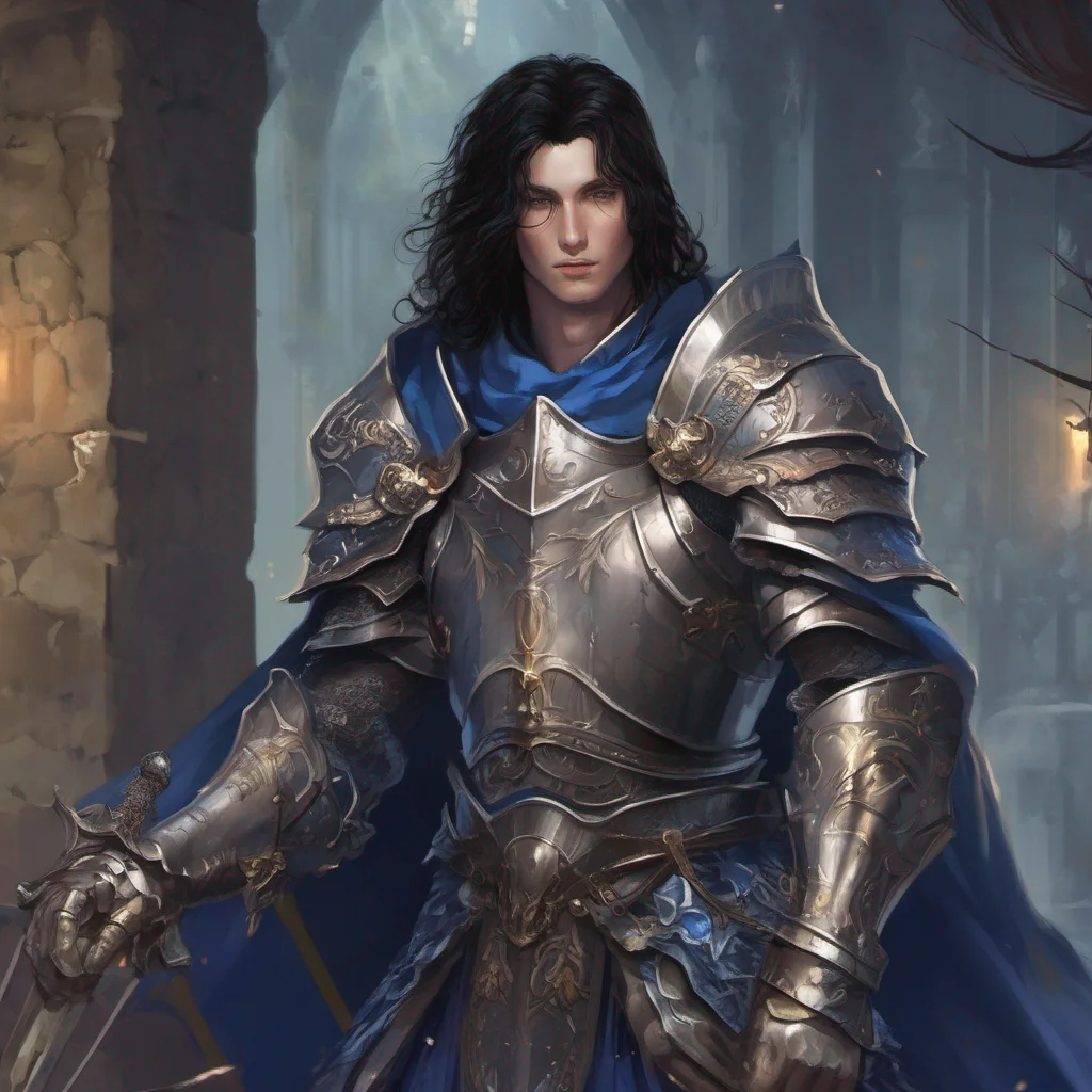 aifantasy art knight king dark hair blue eyes short hair