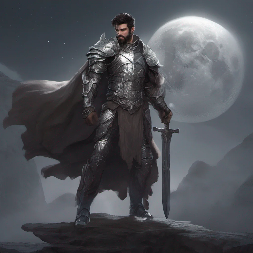 aifantasy art man short dark hair beard moon silver armor amazing awesome portrait 2