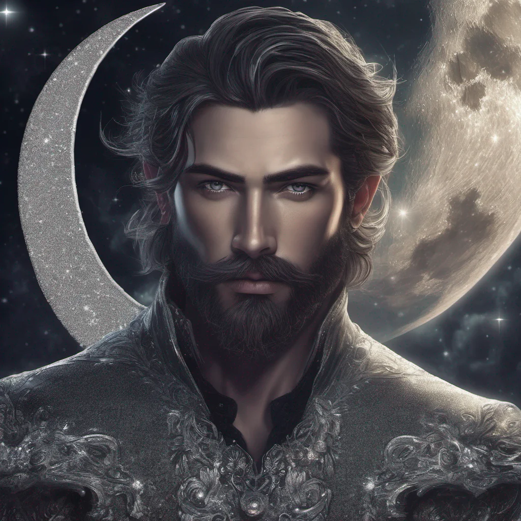 aifantasy art man short dark hair beard moon silver glitter amazing awesome portrait 2