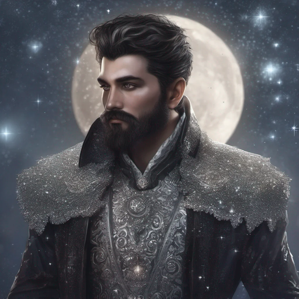 aifantasy art man short dark hair beard moon silver sparkles