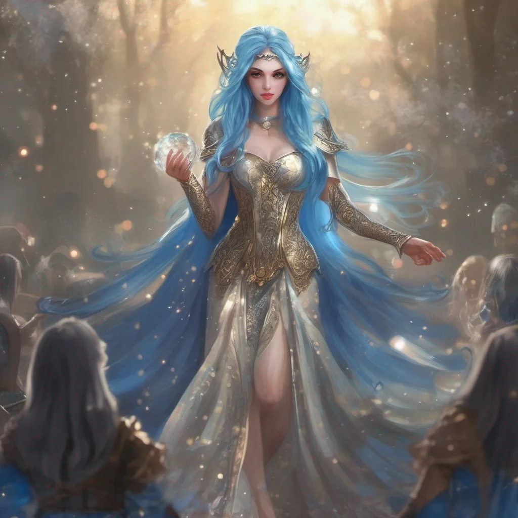 aifantasy art medieval dress fantasy elf goddess sparkle shimmer glitter battle blue hair amazing awesome portrait 2
