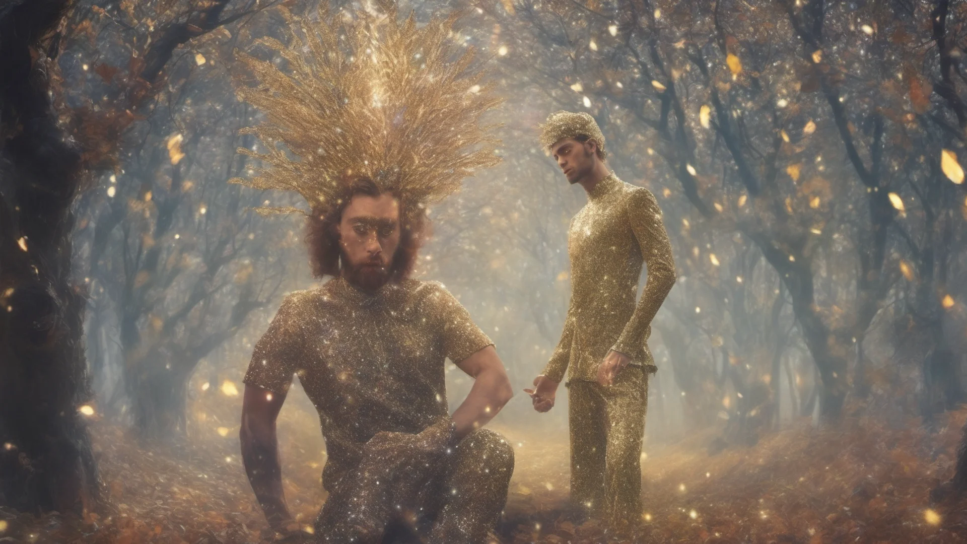 fantasy art two men one woman sparkle glitter shimmer forest  amazing awesome portrait 2 good looking trending fantastic 1 wide