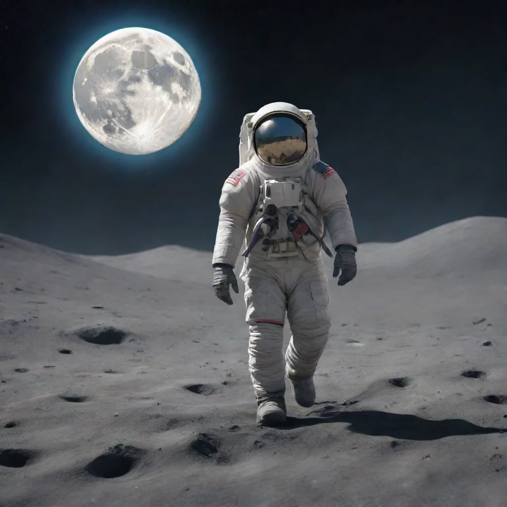 aifantasy character man walking on the moon