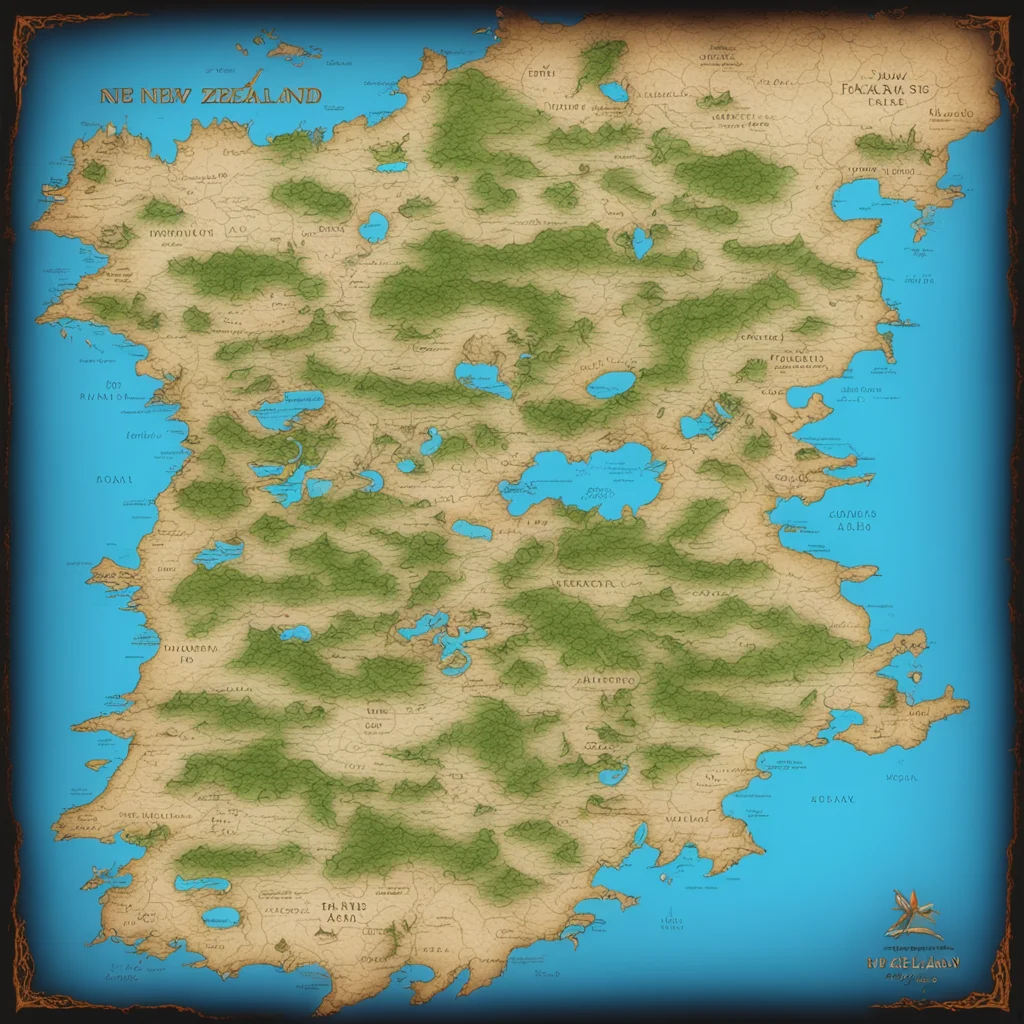 aifantasy map of new zealand with made up places and towns with imaginary names good looking trending fantastic 1