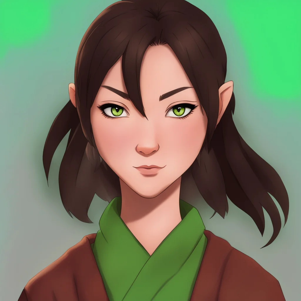 aifemale airbender with dark brown hair and green hazel eyes  confident engaging wow artstation art 3