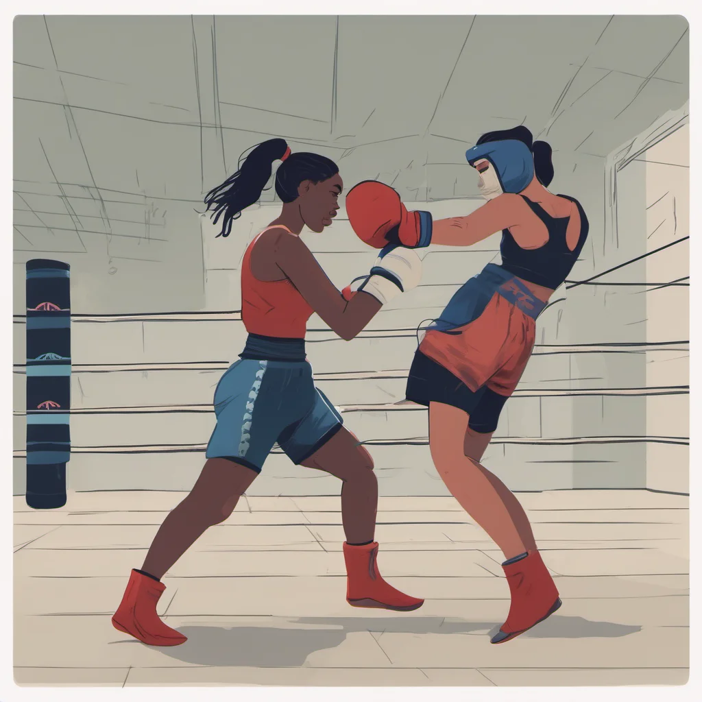 female boxers in a ring sparring amazing awesome portrait 2