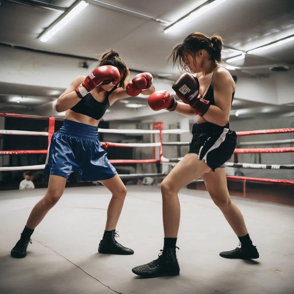 female boxers in a ring sparring confident engaging wow artstation art 3