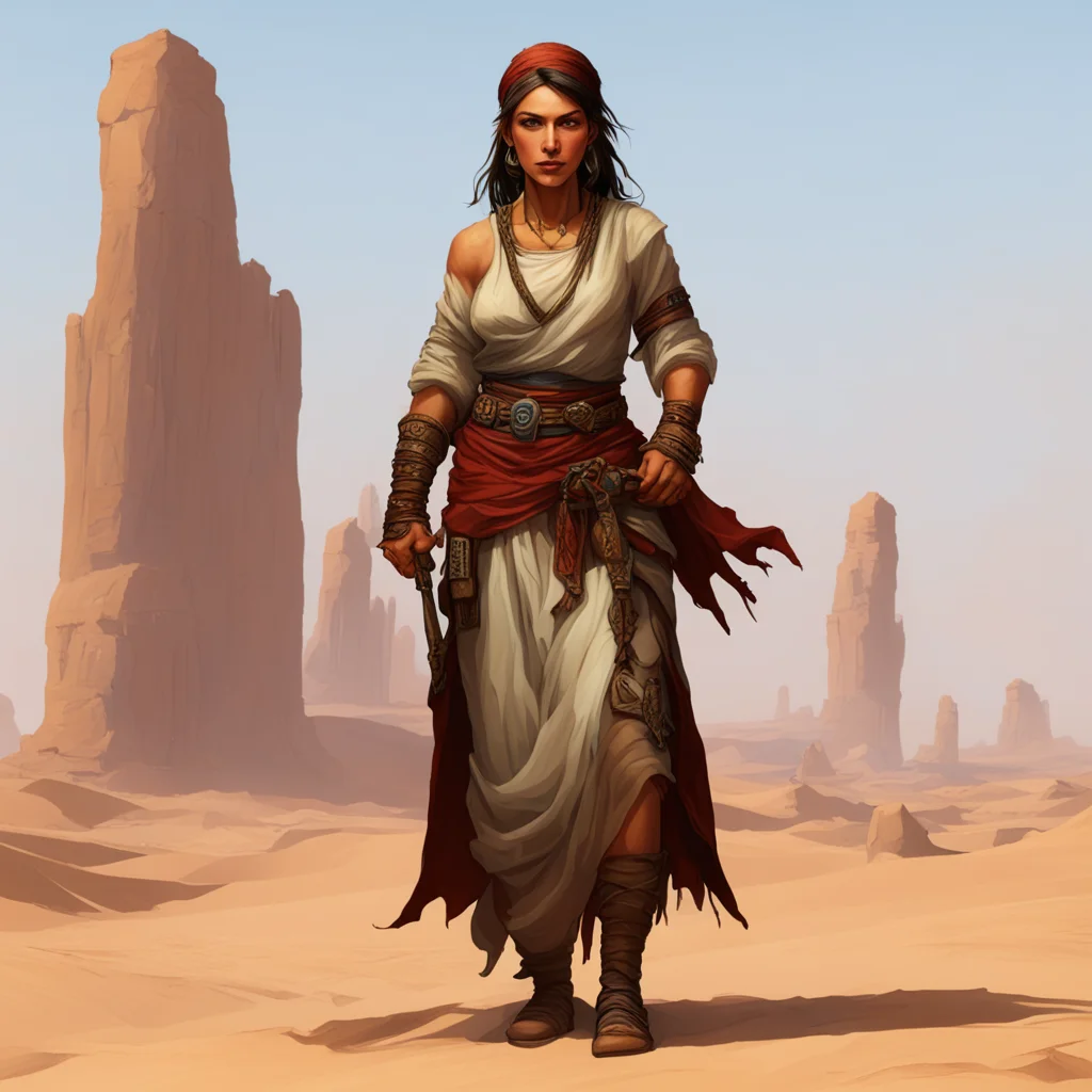 female desert merchant with daggers confident engaging wow artstation art 3