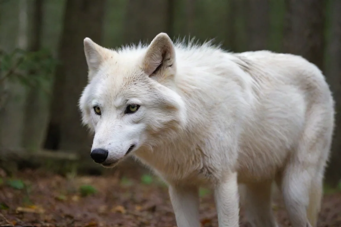 female feral white wolf landscape