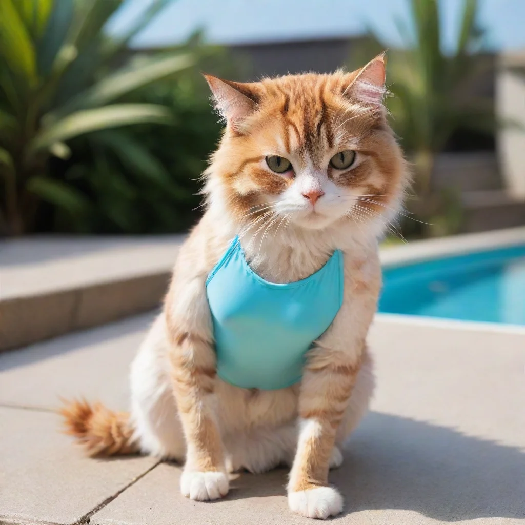 female furry cat with swimsuit 