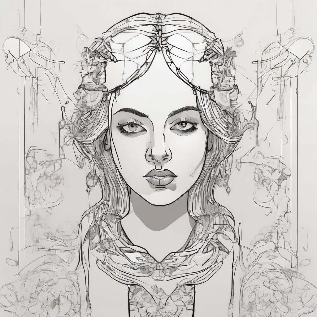 aifeminine feminine digital art line art