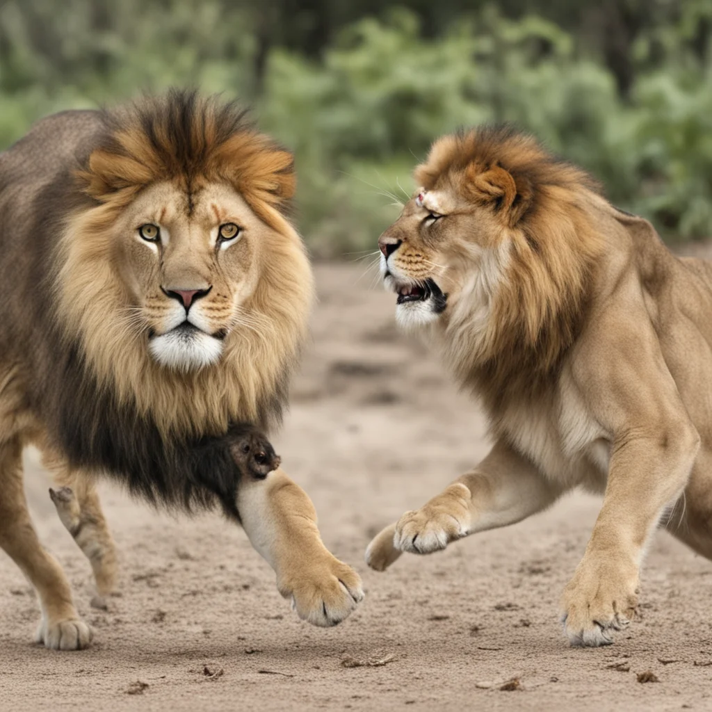fight between cat and lion