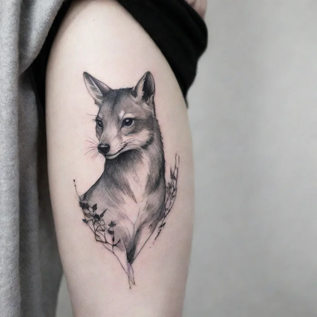 aifine line black and white tattoo animal