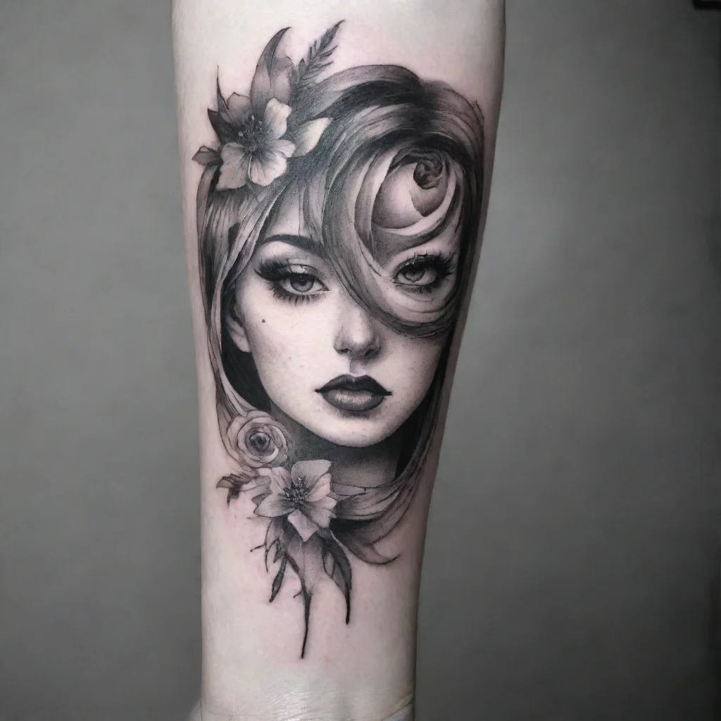 aifine line black and white tattoo dramatic