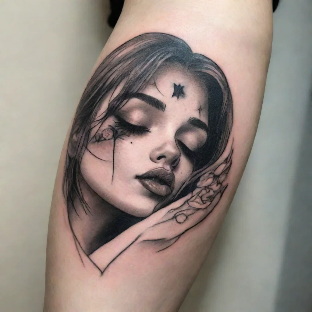 aifine line black and white tattoo kiss girl