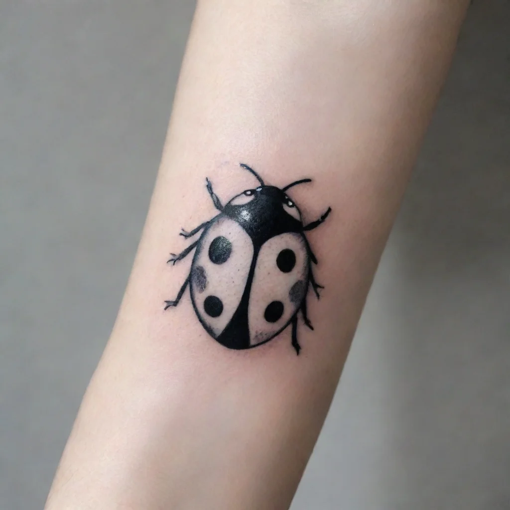 fine line black and white tattoo minimalistic ladybug