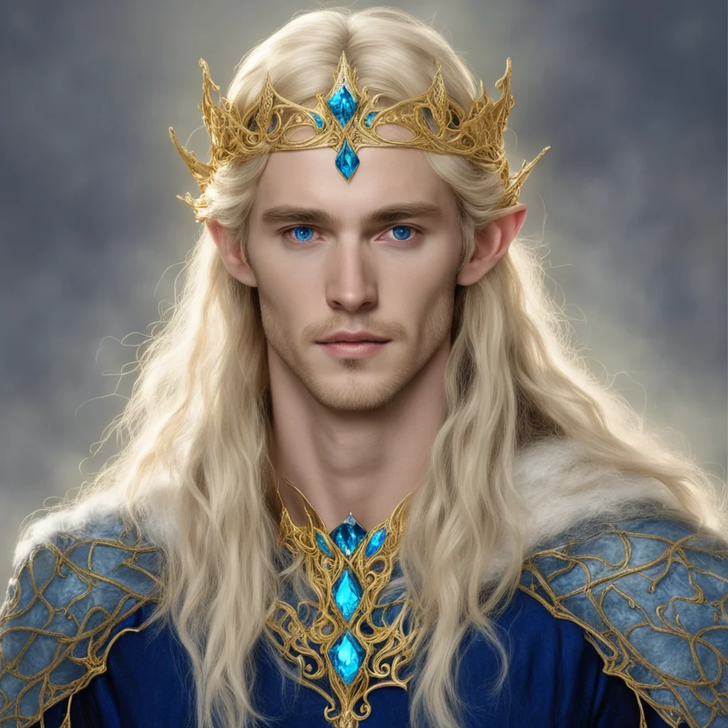 aifinrod wearing golden elvish circlet with blue diamonds confident engaging wow artstation art 3