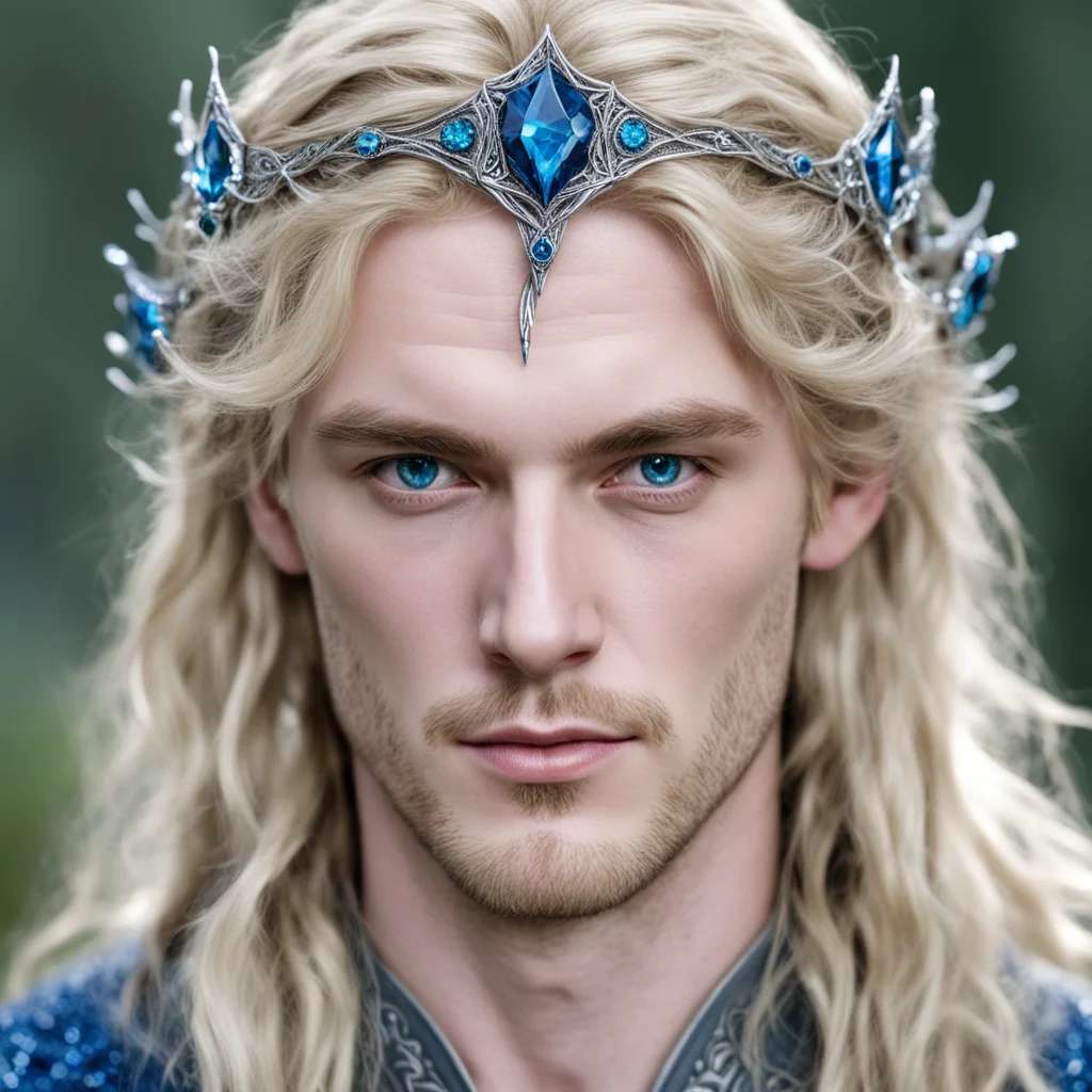 finrod wearing silver elvish circlet with blue diamonds good looking trending fantastic 1