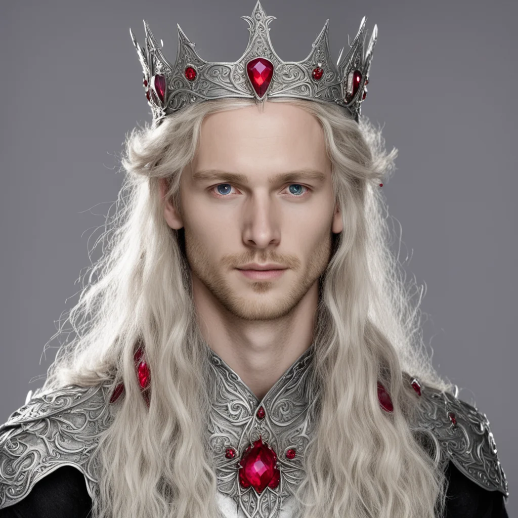 finrod wearing silver elvish crown with rubies good looking trending fantastic 1