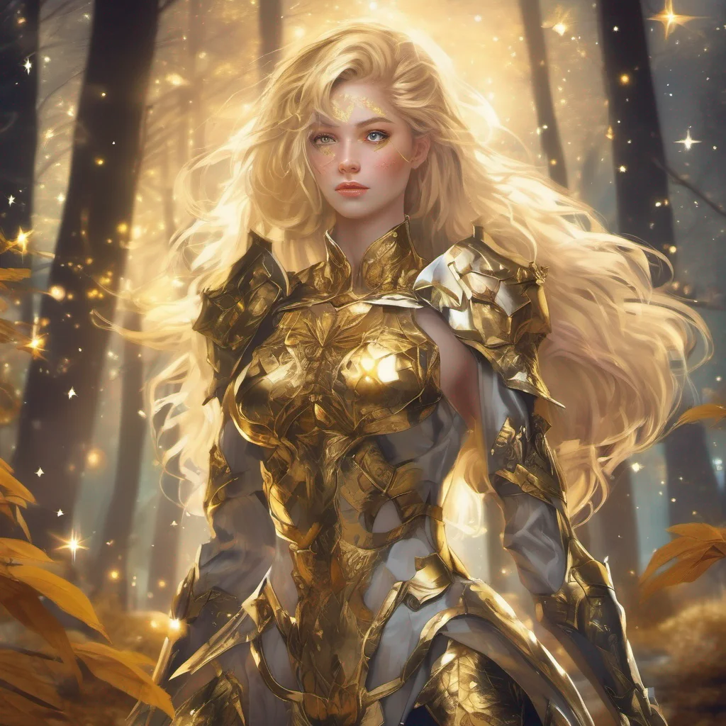 aiforest blonde woman celestial golden armor stars starlight  confident engaging wow artstation art 3