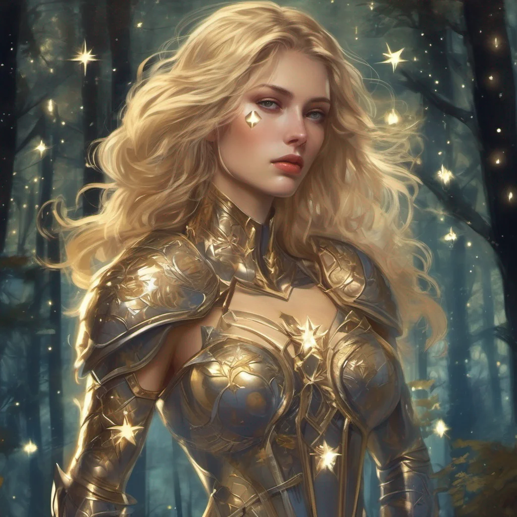 aiforest blonde woman celestial golden armor stars starlight fantasy art seductive good looking trending fantastic 1