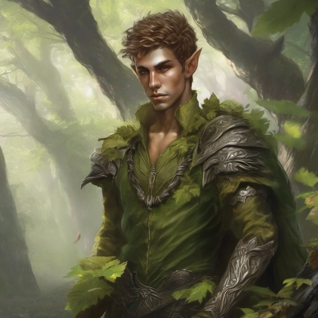 aiforest fae elf man short hair fantasy art warrior confident engaging wow artstation art 3