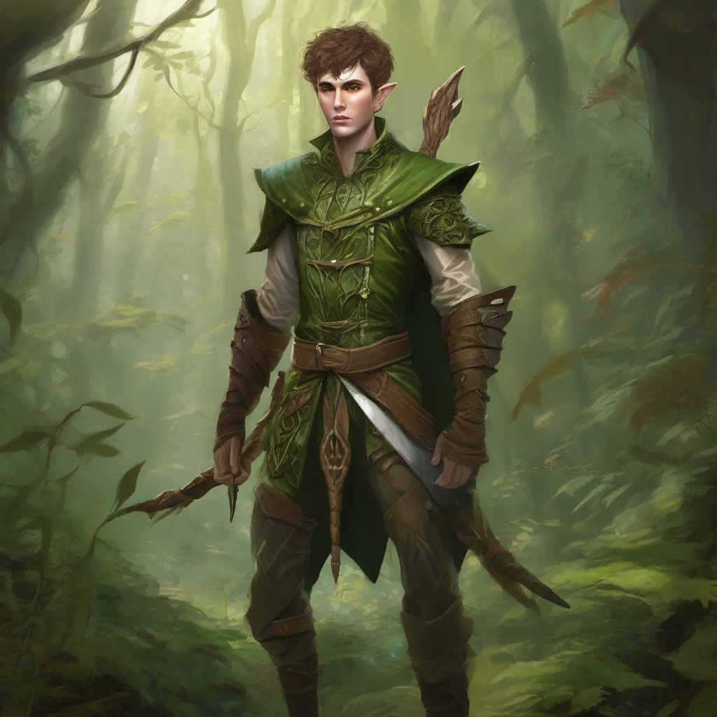 aiforest fae elf man short hair fantasy art warrior